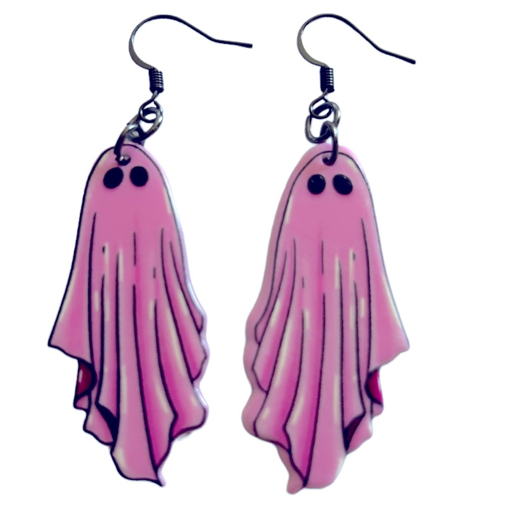 Pink Boo Sheets Drop Earrings